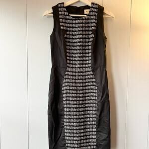 Milly colorblock shift dress black and white tweed sleek work cocktail